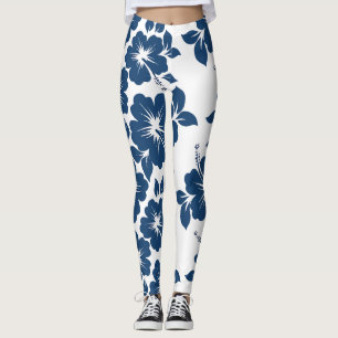 Legging Flores de Hibisco Azul Havaianos