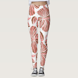 Legging Flores de hibisco havaianas: estilo tropical marro