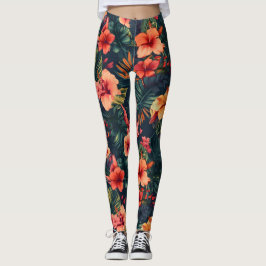 Legging Flores De Hibisco, Um Padrão Floral Tropical