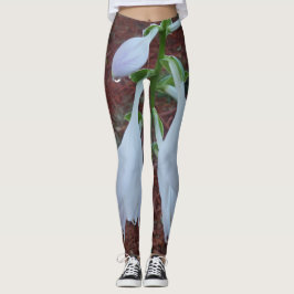 Legging Flores de Hosta de Sol Branco Delicado