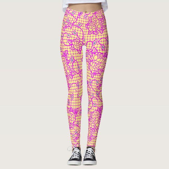 Legging Flores de índigo luminosas na Net.01.b Amarelo.BG (Frente)