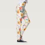 Legging Flores de Jardim de Aquarela pintadas à mão colori<br><div class="desc">Saia em estilo com essas leggings super divertidas com um padrão de flores de aquarela branca. Perfeito por uma noite fora,  a trabalhar na academia ou na festa do jardim.</div>