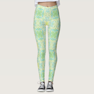 Legging Flores de jardim retrorreflectores em verde e amar