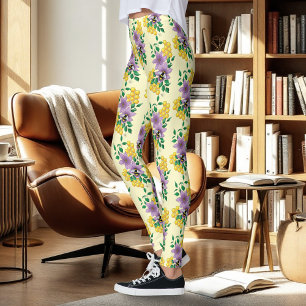 Legging Flores de Lavanda de mamangabas amarelas