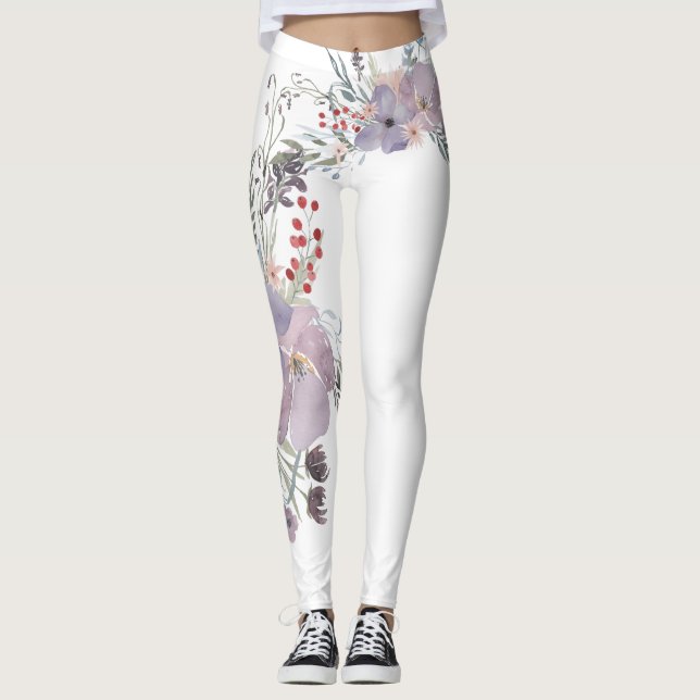 Legging Flores de Lavanda impressionantes (Frente)
