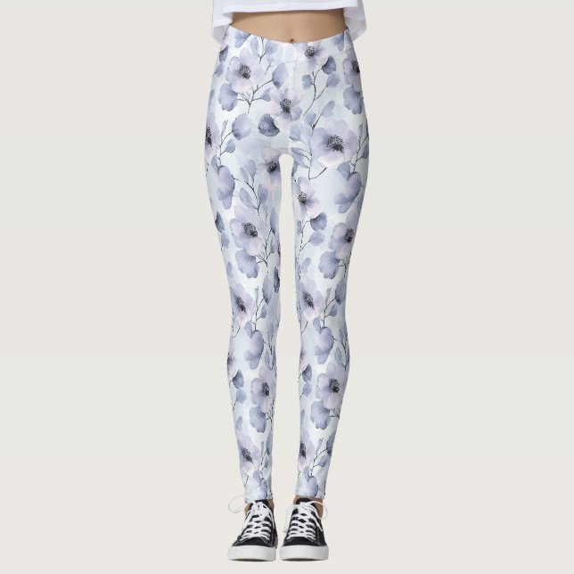 Legging Flores de Lavanda Roxo bonito (Frente)