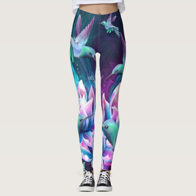 Legging Flores de Lótus e Beija-flores CBDOilPrincess  (Frente)