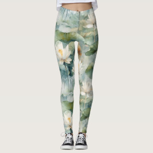 Legging Flores de Lótus Verde Serenidade
