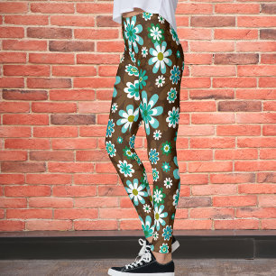 Legging Flores de Mod Castanho e Azul