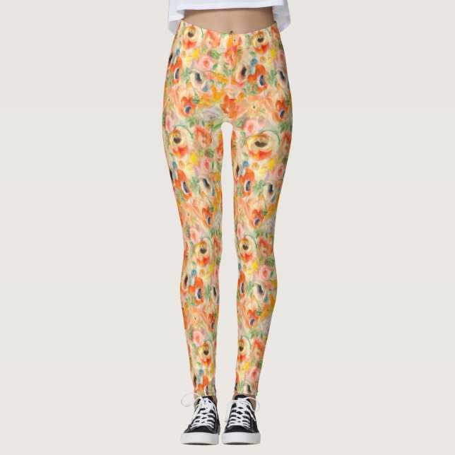 Legging Flores de Mola Laranja (Frente)