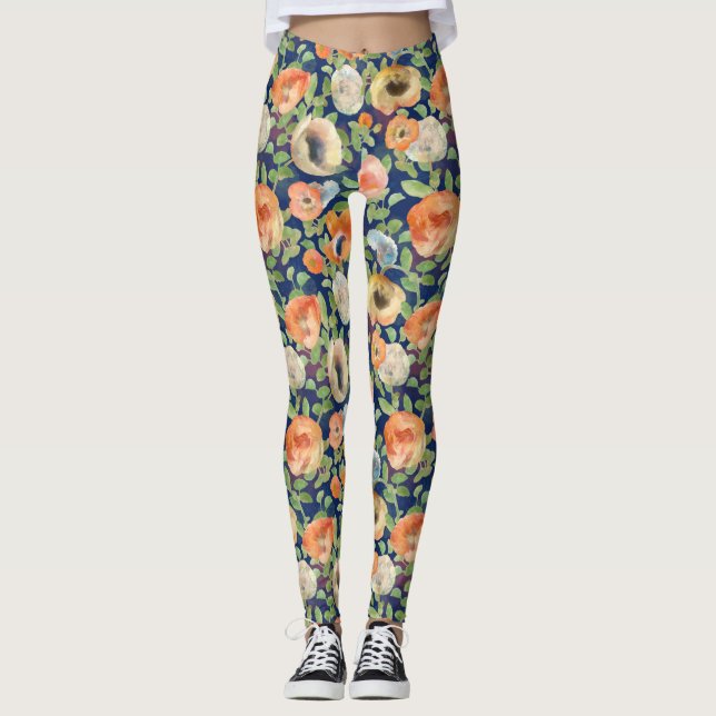 Legging Flores de Mola Laranja (Frente)