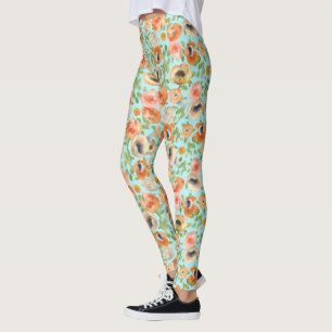 Legging Flores de Mola Laranja