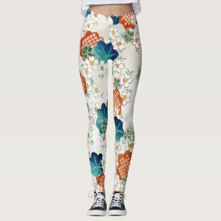 LEGGING FLORES DE PADRÕES JAPONESES DE PEDRAS IMPRESSAS