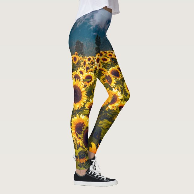 Legging Flores de Paisagem de Girassol Amarelo (Direita)