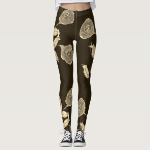 Legging Flores De Papanicolau Em Chocolate