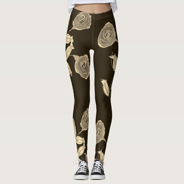 Legging Flores De Papanicolau Em Chocolate (Frente)