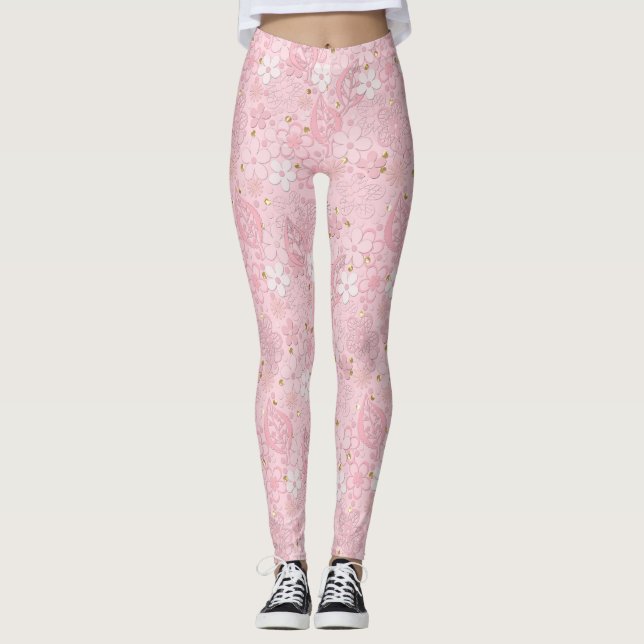 Legging Flores de papel rosa (Frente)