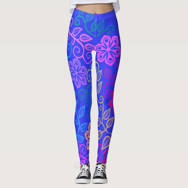 Legging Flores de Pastel Azul (Frente)