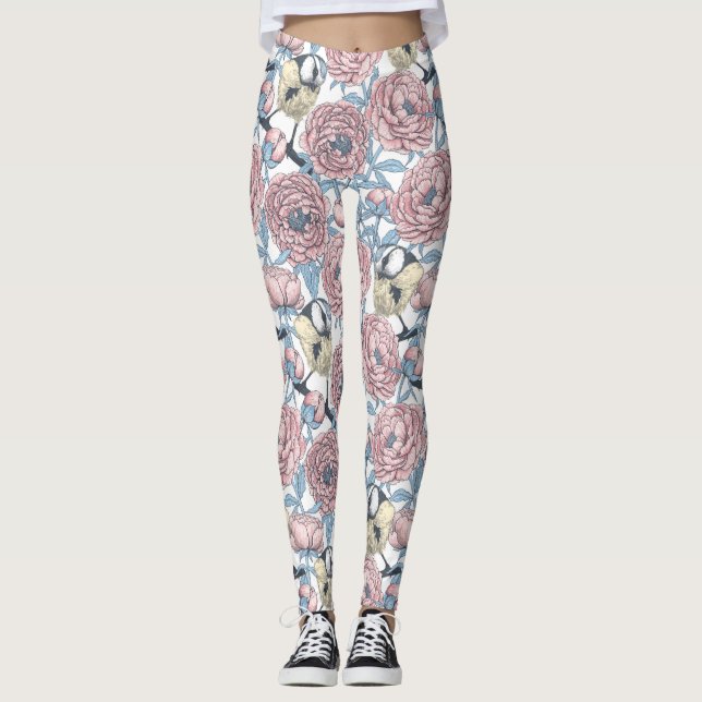 Legging Flores de pedras e aves (Frente)