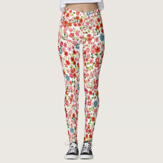 Legging Flores de pequena escala, estilo calico, moto sem