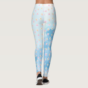 Legging Flores de Pêssego Rosa bonito