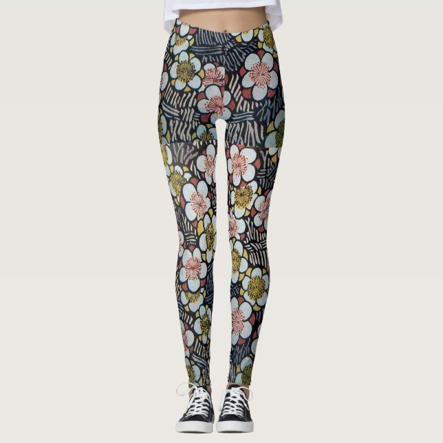 LEGGING FLORES DE PRIMAVERA AMARELO DE TINTA BRANCA HAIKU/ (Frente)