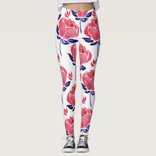 Legging Flores de primavera, padrão sem costura de aquarel