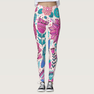 Legging Flores de rabisco botânico, textura perfeita e vin