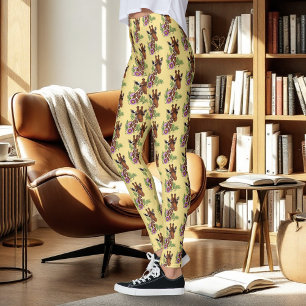 Legging Flores de Retratos Amarelos Giraffe