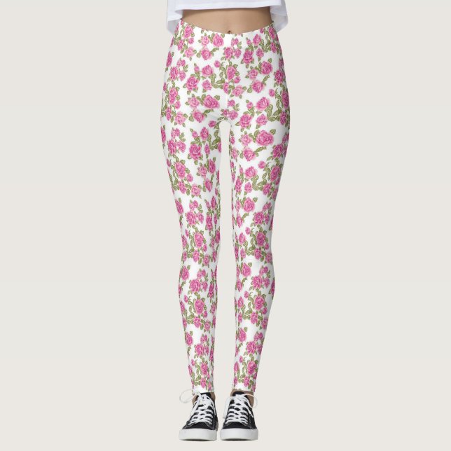 Legging Flores de Rosa Rosa (Frente)