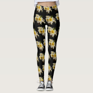 Legging Flores de Satin Elegantes em Preto