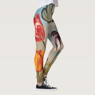 Legging Flores de Tulipa Variegada Antiga em uma Paisagem
