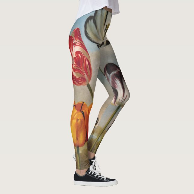 Legging Flores de Tulipa Variegada Antiga em uma Paisagem (Direita)