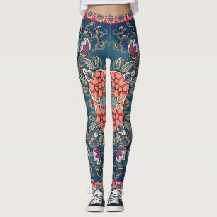 Legging Flores de tulipas, armações florais ornamentais.