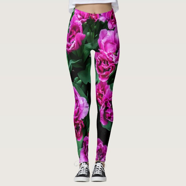 Legging Flores de tulipas rosa (Frente)