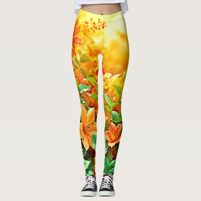 Legging Flores de Verão Vibrantes (Frente)