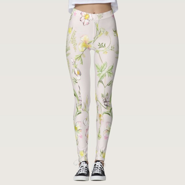 Legging flores delicadas com borboleta no estilo chinês (Frente)