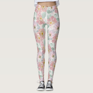 Legging Flores delicadas de aquarela.