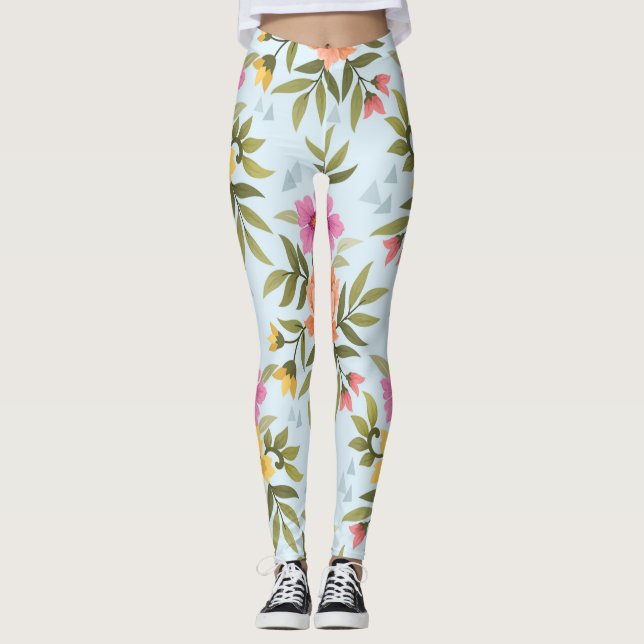 Legging Flores Desenhadas à Mão Coloridas (Frente)