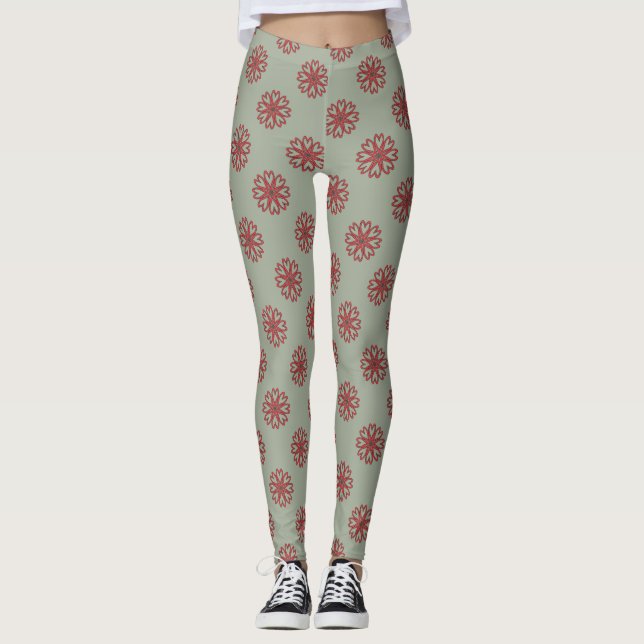 Legging Flores do coração do Hippie de Boho (Frente)