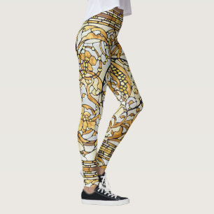 Legging Flores do lírio de Nouveau da arte por todo o lad