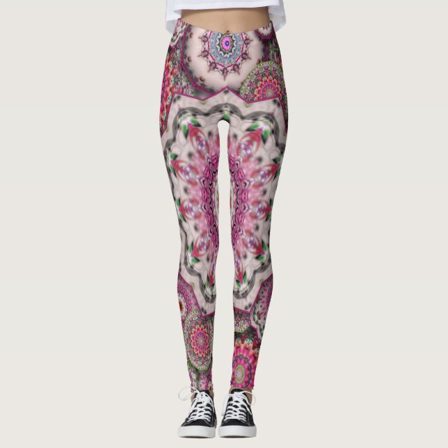 Legging flores do mosaico persa damasco mandala chic elega (Frente)