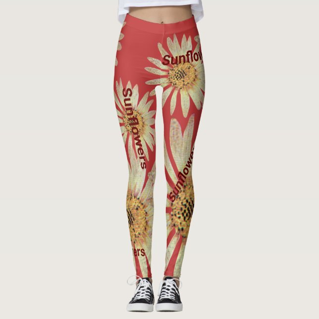 Legging Flores do verão elegantes, mulheres vermelhas (Frente)