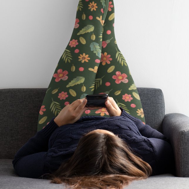 Legging Flores e Folhas de Florestas Whimsical (Criador carregado)