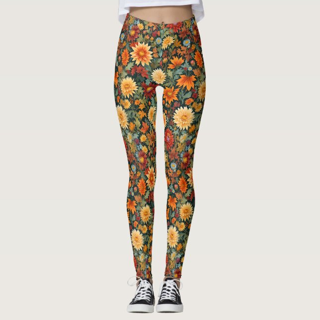Legging Flores e Folhas de outono (Frente)