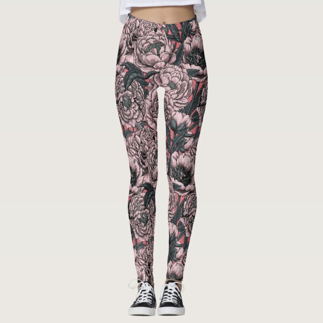 Legging Flores e mariposas cor-de-rosa (Frente)