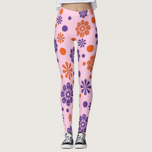 Legging Flores e Padrões Rosas adoráveis (Frente)