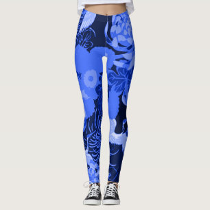 Legging Flores e pássaros Blue Vintage
