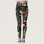 Legging Flores e Plantas Botânicas Coloridas Bonitas<br><div class="desc">Leggings impressionantes que apresentam um padrão de flores e plantas coloridas,  cor-de-rosa,  vermelhas e amarelas,  colocadas sobre fundo preto. Elegante,  mas brincalhão,  fazer-os perfeitos para uma noite de folga,  concerto,  festival,  treino de yoga ou visto cotidiano.</div>