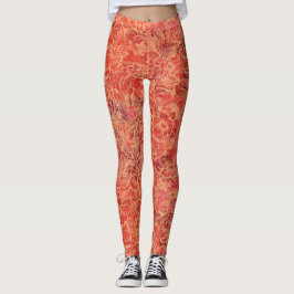Legging Flores e Videiras Giratórias em Tons Vermelhos